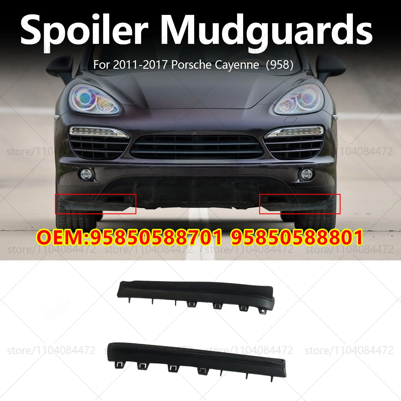 For Porsche 2011-2017 Cayenne 958 Front Bumper Spoiler Mudguards Lower Guard Board Plate OEM 95850588701 95850588801 