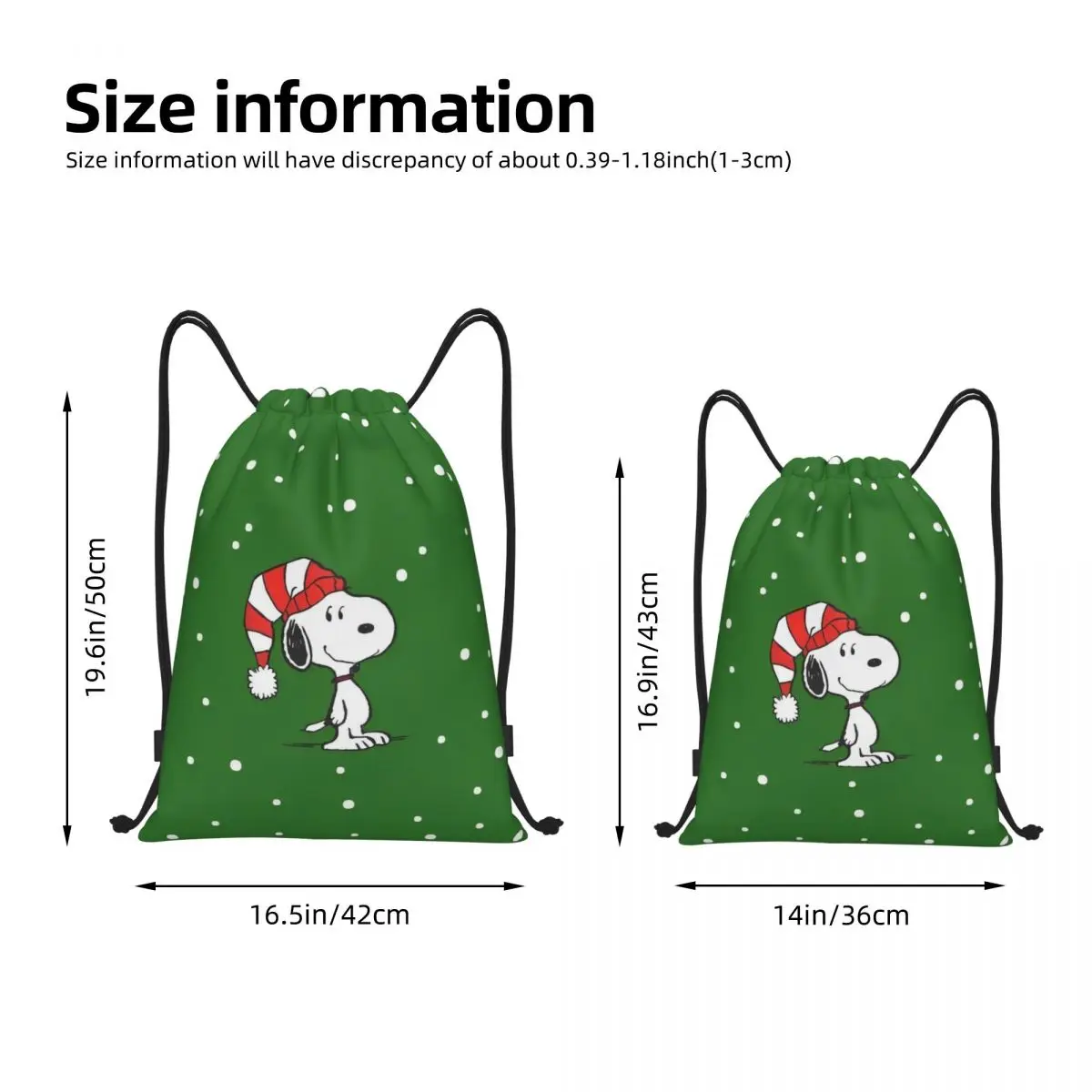 Cute Cartoon Snoopy Drawstring Bags Sports Backpack Gym Sackpack Christmas String Bag for Cycling