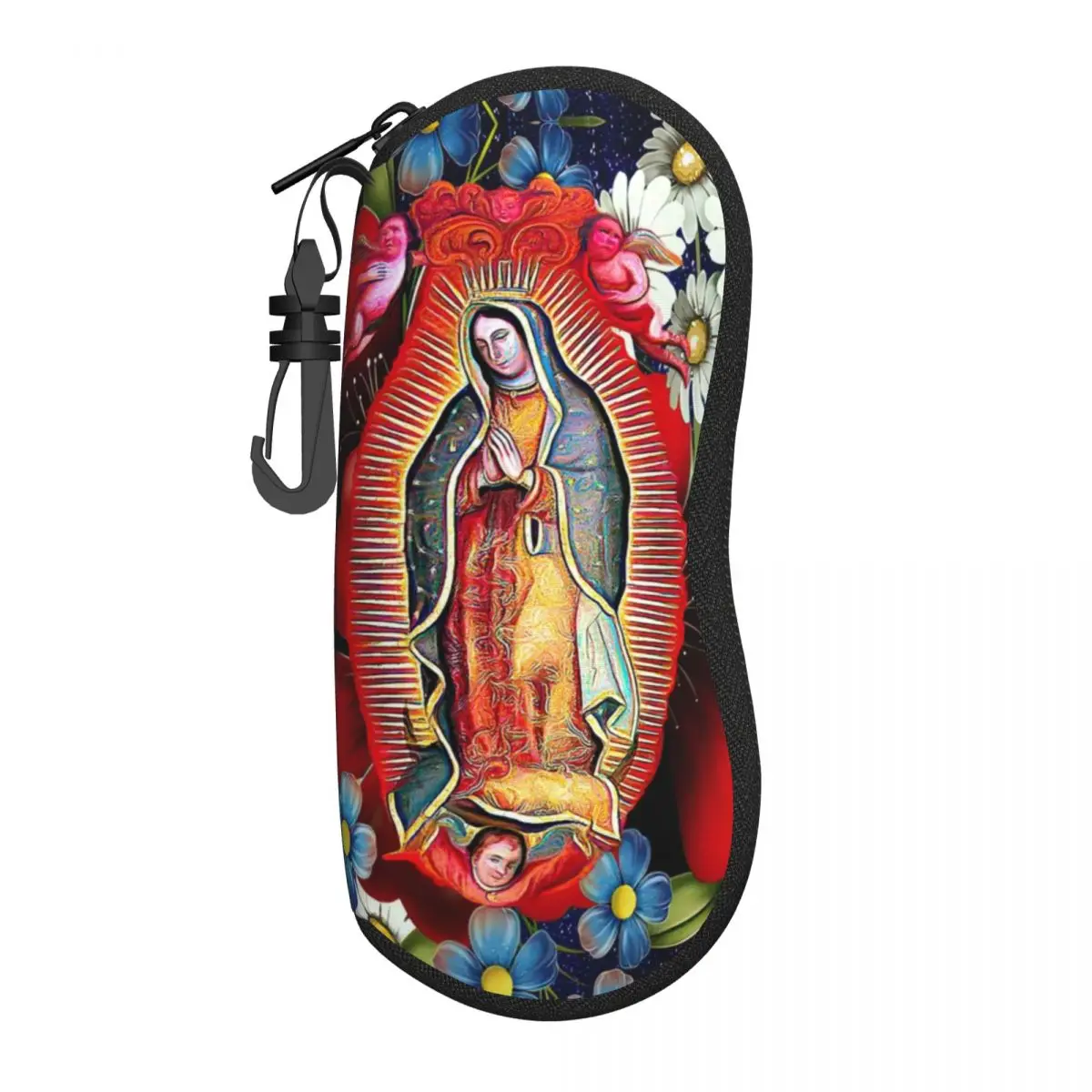 Custom Our Lady Of Guadalupe Glasses Case Fashion Mexican Virgin Mary Mexico Flowers Tilma Shell Eyeglasses Case Sunglasses Box