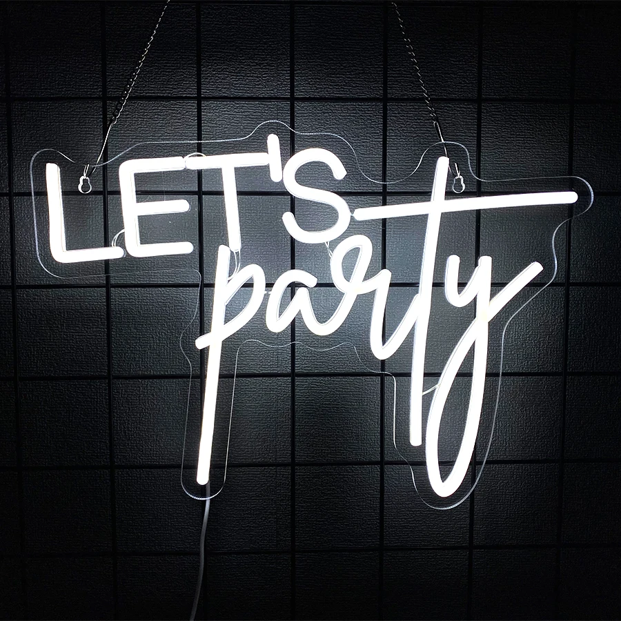 Neonowy szyld \"Dance Party\", litery, zasilany przez USB, do pojedynczych imprez, na bal, do baru, klubu, studia tanecznego, dekoracja artystyczna, łatwy do zawieszenia.