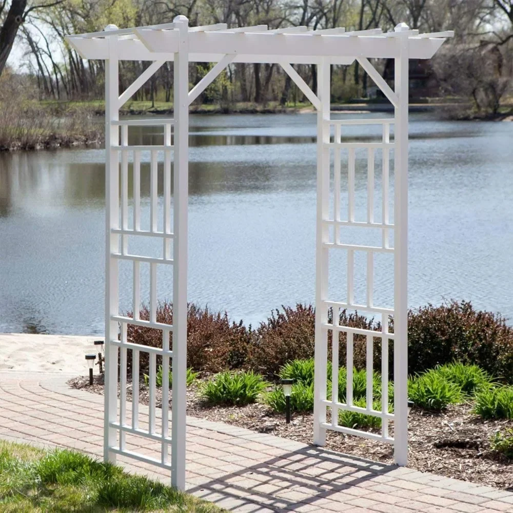 

Wellington Arbor, Vinyl Garden Archway for Outdoors, White, 72 x 85 - Backyard Decorative Arch for Pathways & Entrance