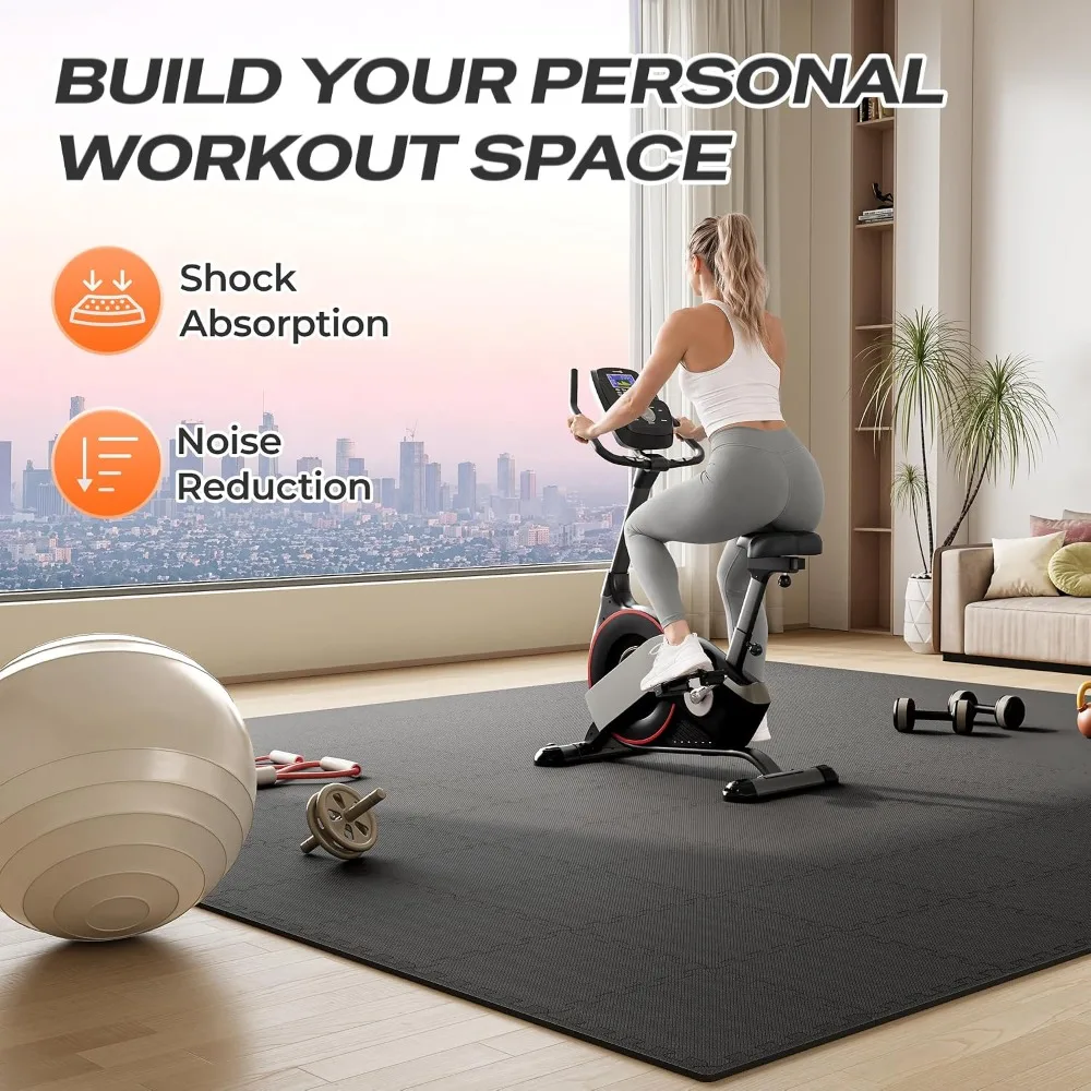 EVA Foam Puzzle Exercise Mats, Interlocking Floor Tiles, Cushioned Gym Flooring for Home Workout, 12.6"x12.6"x0.4", 6-Pack view 3