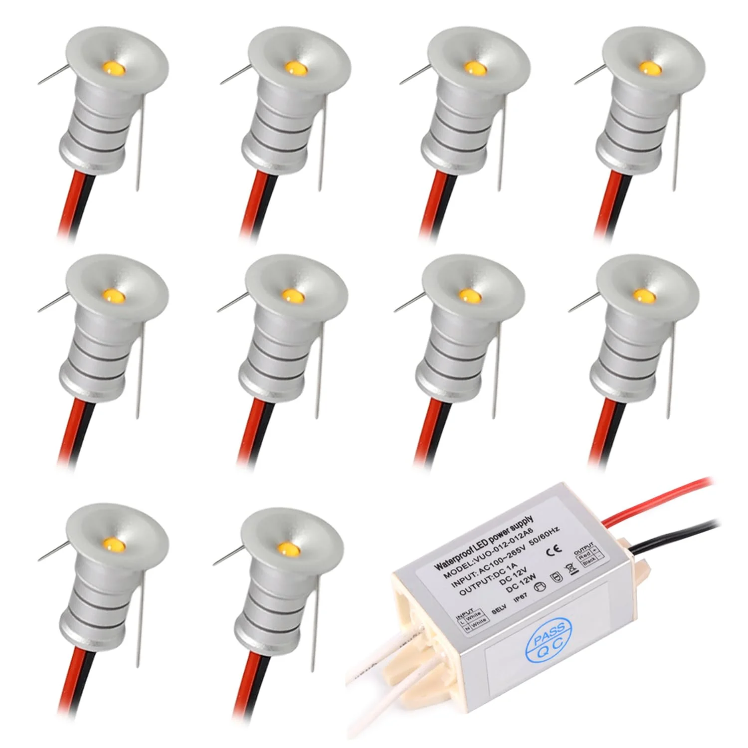 9個入り-10mm-05w-スポットライト-ミニ埋め込み型、カットアウトdc12v、キャラバン、階段、通路、キャビネット用天井ランプ、超小型ledダウンライト