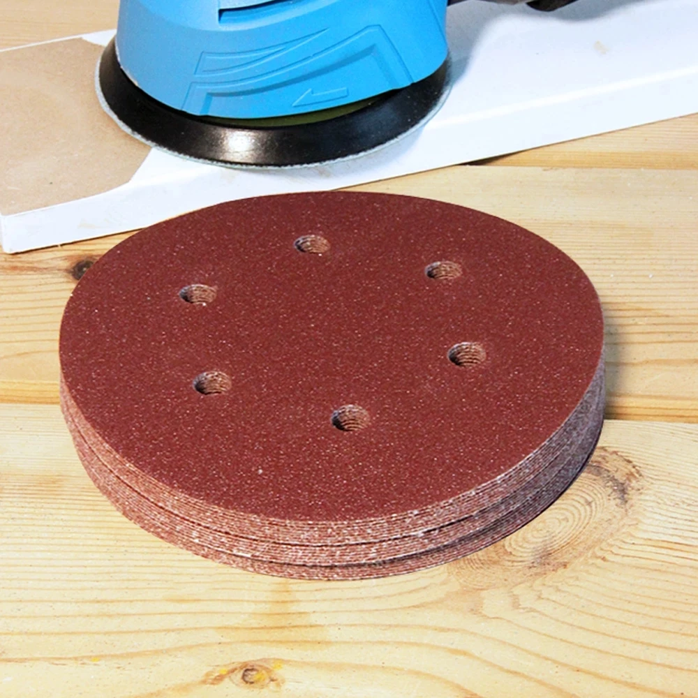 15 Buah 9 Inci 225Mm 6 Lubang Pengamplasan Disk Amplas Berbagai Macam Lubang 40-1000 Grit untuk 215 Listrik Kering Dinding Sander Gelap