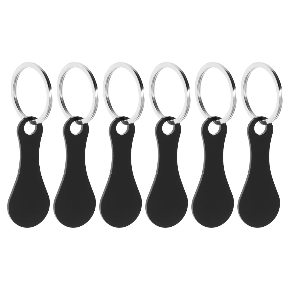 6 Pcs Cart Token of The Lid Stainless Steel Key Ring Shopping Trolley Tokens Pendant Keyring Store Supply