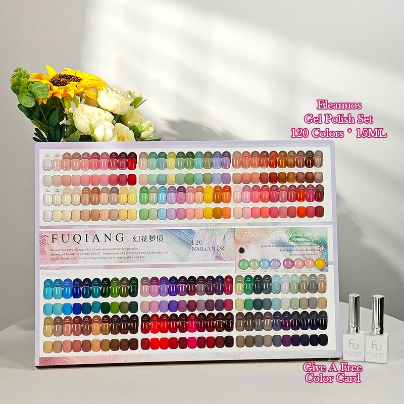 

Eleanuos Popular gel Polishing 120PCS Large Set Mixed Semi permanent Varnish Dream Nail Solid Color UV Primer Nail Salon Finish