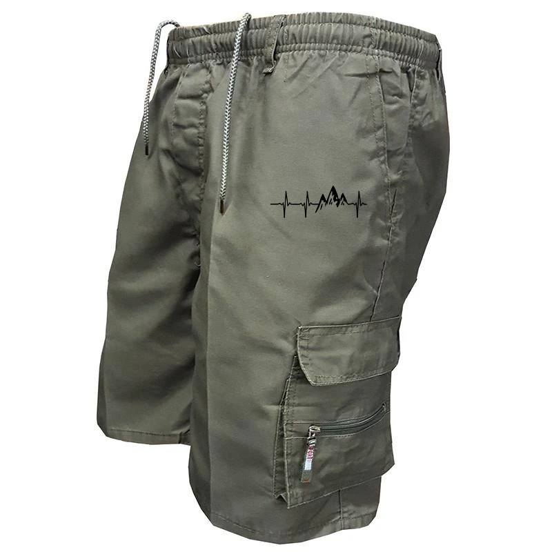 Fotografia 4: Calças de Trabalho Masculinas de Seda Pura para o Verão - Feitas de algodão de alta qualidade, com estampas e vários bolsos.