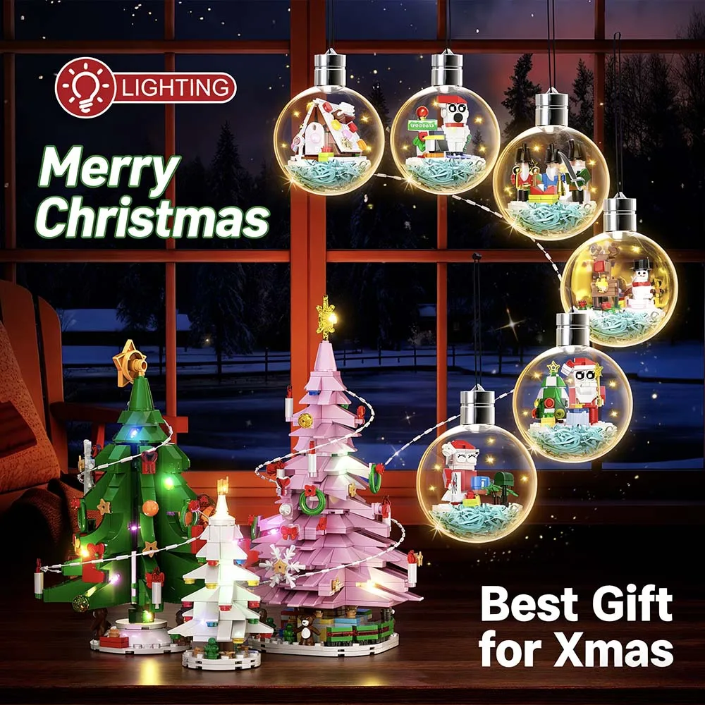 Magnetyczne klocki konstrukcyjne choinka świąteczna z paskiem LED dla dzieci DIY edukacyjne zabawki z klocków na dekoracje świąteczne nowy zestaw prezentowy