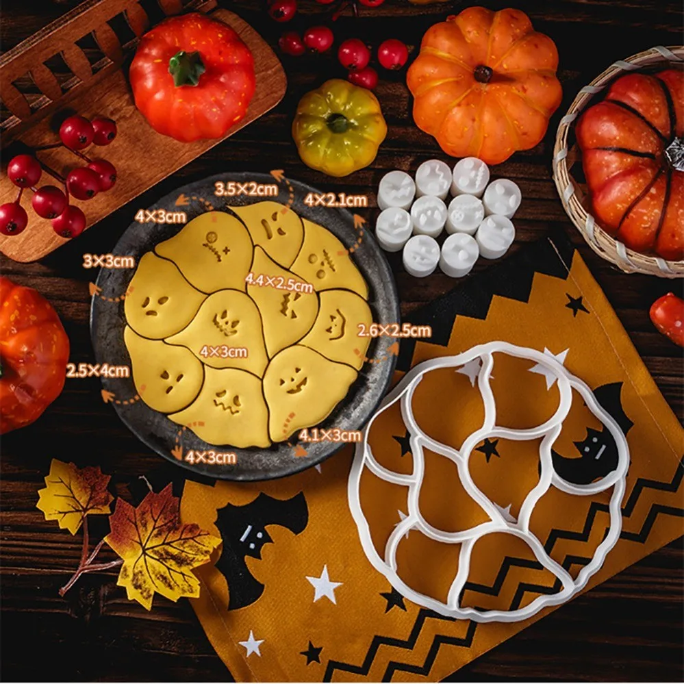 Cartoon Halloween Ghost Puzzle Cookie Mold DIY Bakery Tools and Accessories Cookie Stamp