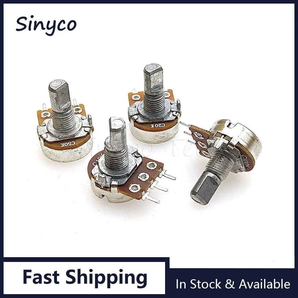 5PCS WH148 B5K B10K B20K B50K B100K C10K C20K C50K C100K 3Pin Half Shaft 15mm Single Amplifier Potentiometer 5K 10K 20K 50K 100K