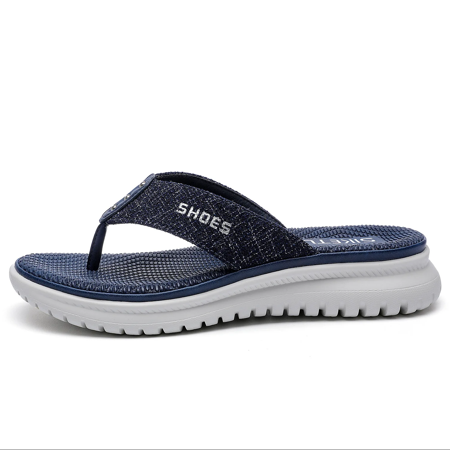 SIKETU Brand Summer Fashion Simple Flip Flops Women Wedge Clip Toe Shoes Leisure Slides Blue Lightweight Comfortable Waterproof