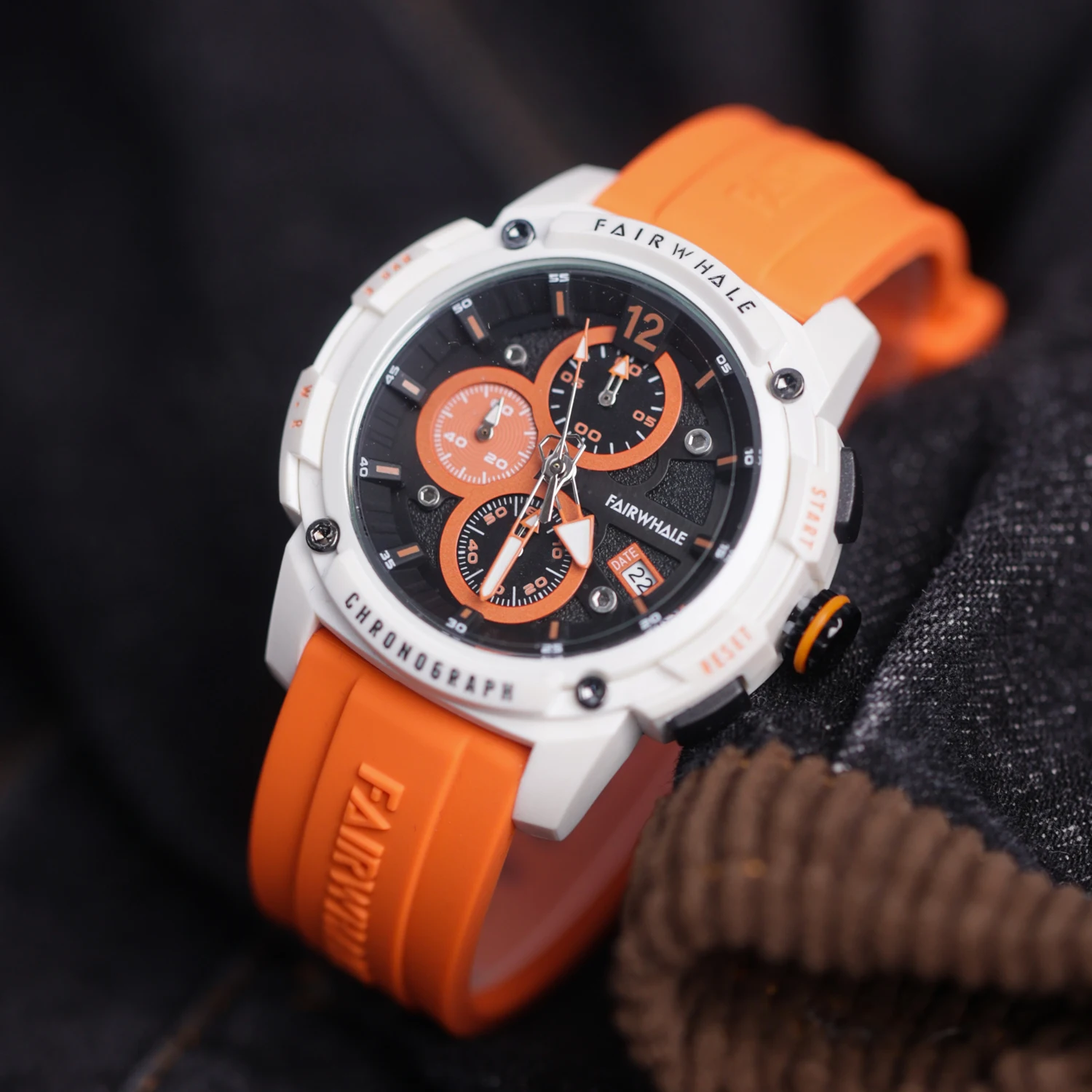 

Large dial multifunctional watch for men, orange round, casual fashion, high quality, 2025 new quartz watch, light luxury gift