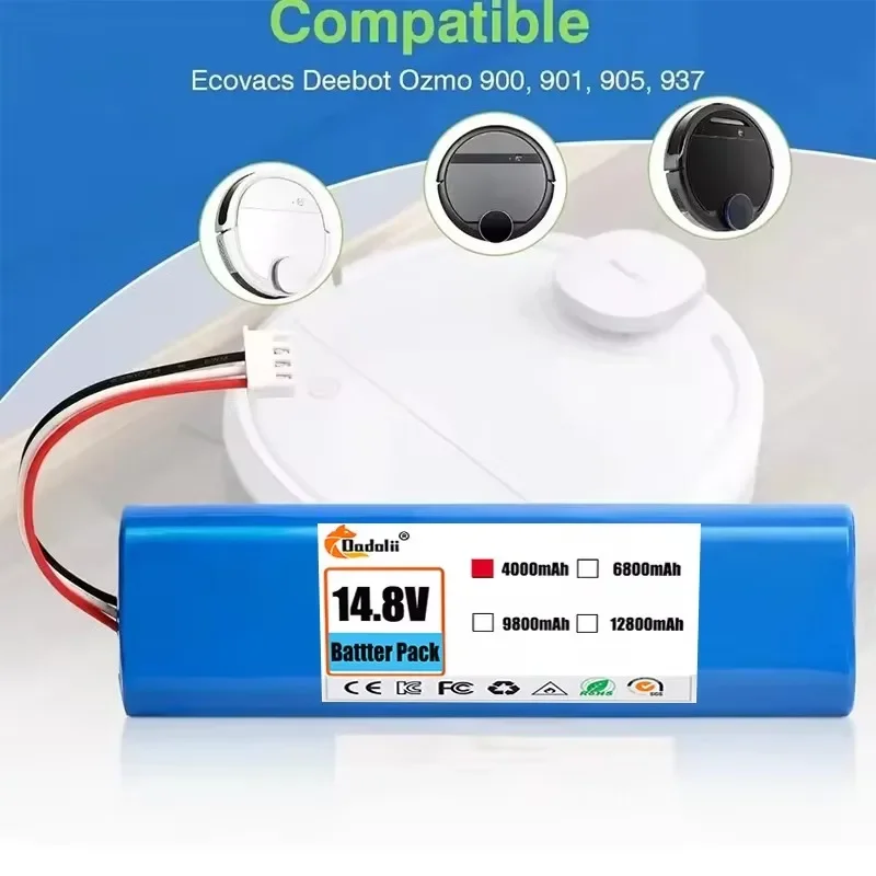 

100% оригинальный аккумулятор 18650 для робота Ecovacs Deebot Ozmo 14,4 В 12800 мАч пылесос 900 901 905 930 937 новинка
