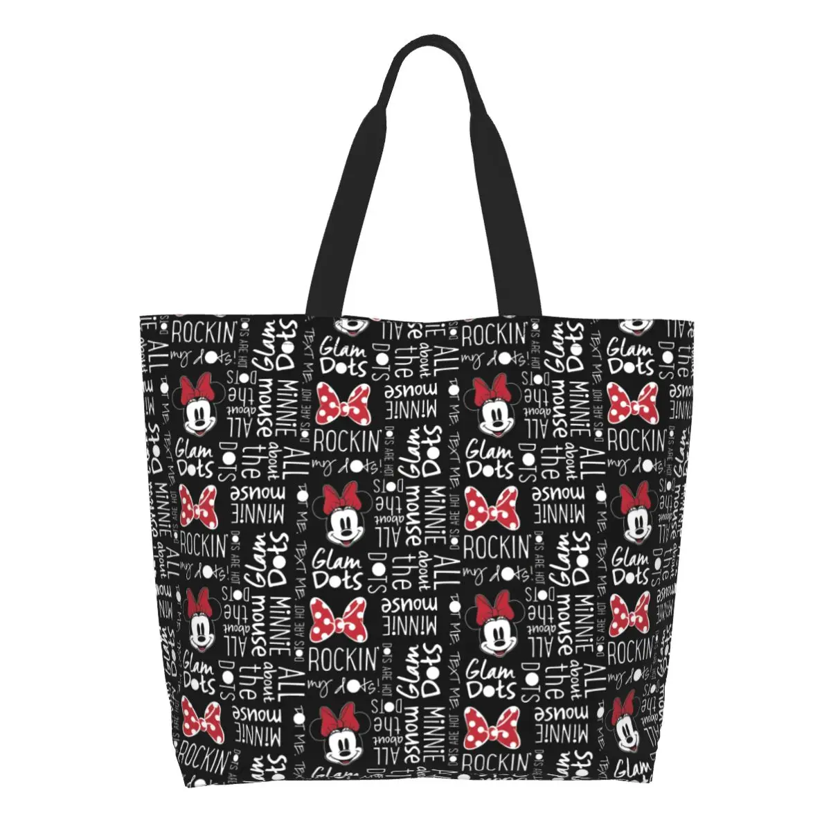 

Custom Cute Print Minnie Anime Mickey Mouse Cartoon Pattern Shopping Tote Bag Reusable Canvas Shopper Shoulder Handbag