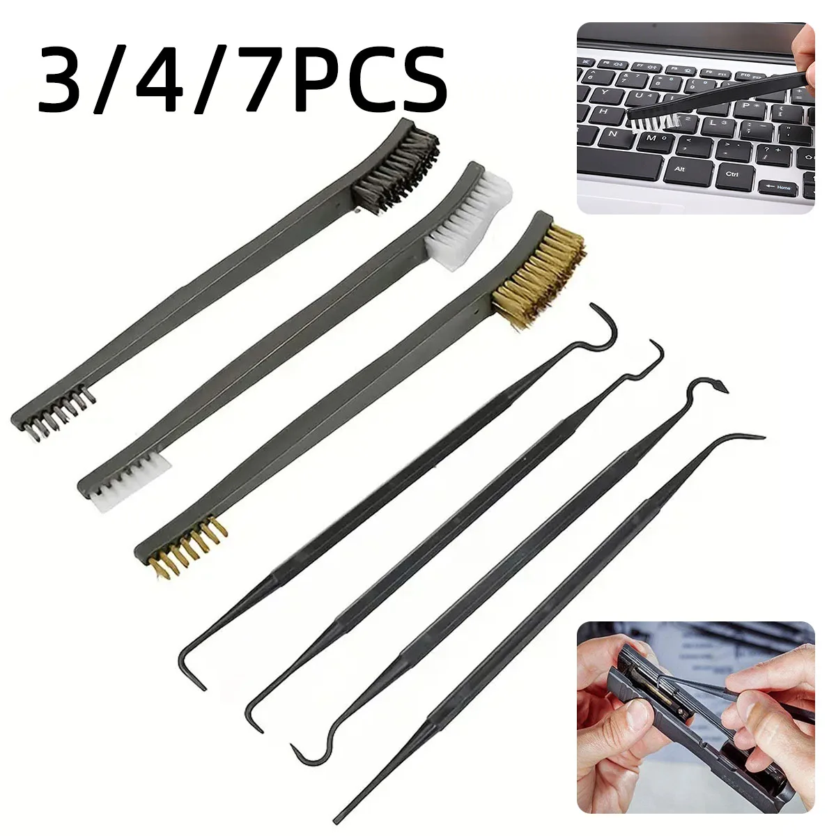 

Набор щеток для глубокой очистки с двойной головкой (3/4/7 шт.), нейлоновые щетки-крючки для детальной обработки, многофункциональный инструмент для чистки