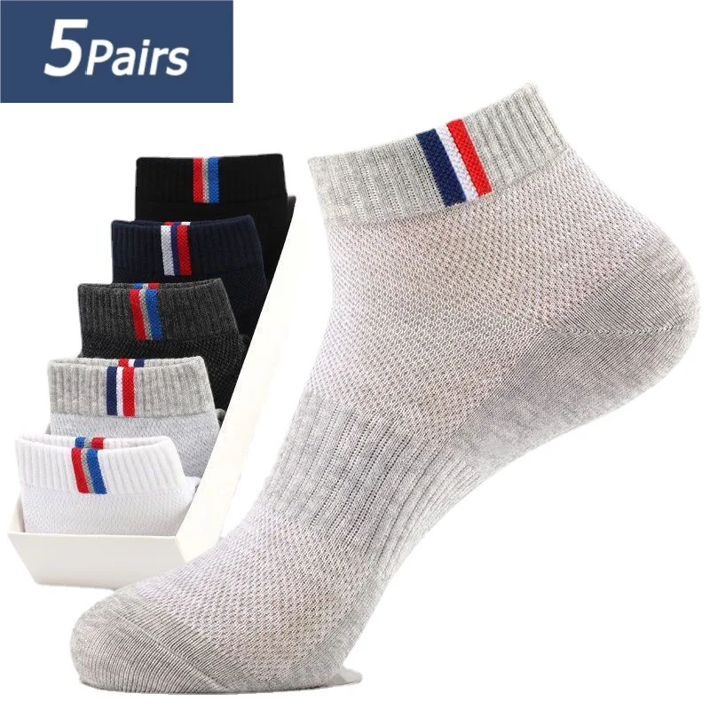 5 Pairs Ankle Socks Man Athletic Running Socks Low Cut Casual Sports Socks Breathable Cushioned Tab Short Socks for Men