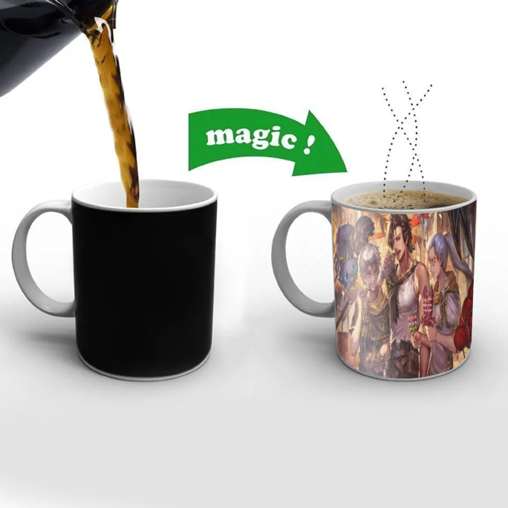 Classic Black Clover Coffee Mugs Creativ Color Changing Milk Tea Cup Ceramic Magic Heat Sensitive Mug Gifts