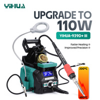 YIHUA 939D+-III 110W Fast Heating Soldering Iron Kit with Helping Hand Clips and 4 Preset Channels  Soldering Station