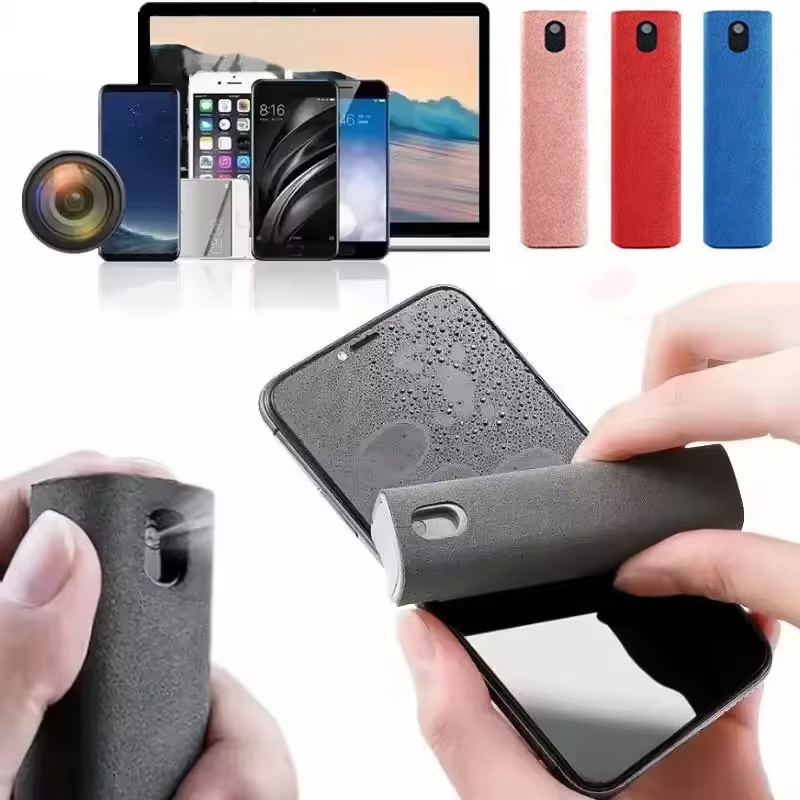  2 In 1 Mini Mobile Phone Screen Cleaner Spray Bottle Smartphone Tablet Computer Microfiber Cloth Cleaning Tool For iPhone Xiaomi 