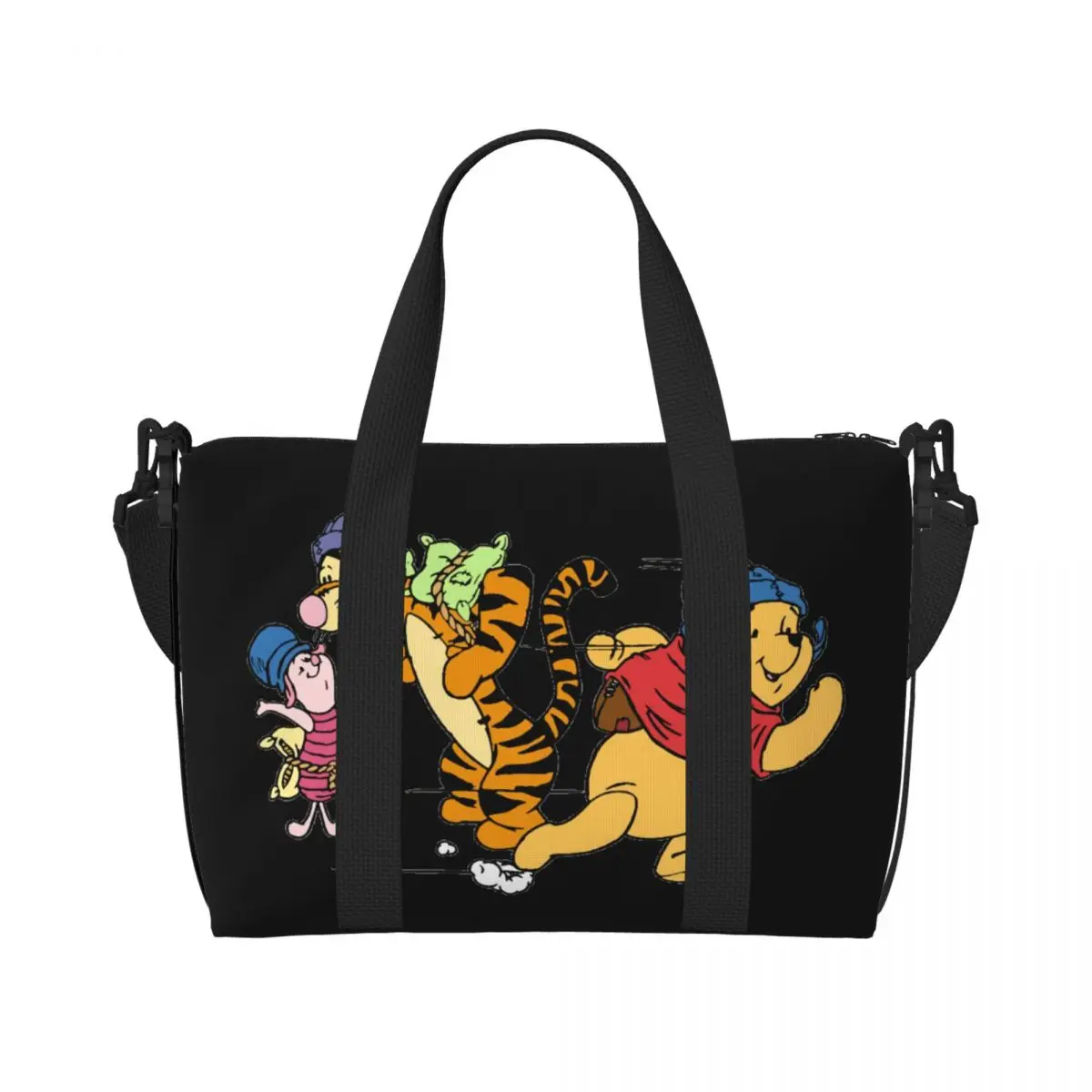 Custom My Friends Tigger Pooh Groceries Tote Shopping Bags Women Big Capacity Cartoon Beach Gym Travel Bags