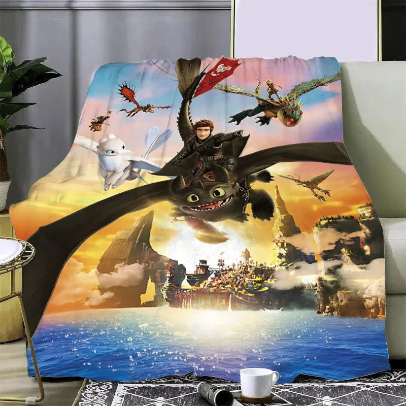 Hot Movie Train Your Cute D-Dragons Printed Picnic Blankets Warm Blanket Soft and Comfortable Blanket Home Travel Birthday Gift