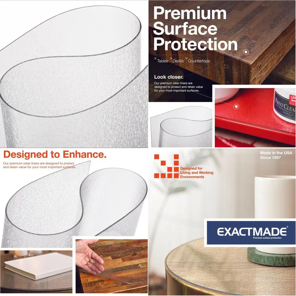 

Clear Vinyl Table Protector, 42 x 84, 2mm Thick, Pebble Texture, Customizable, Safe for USA Homes