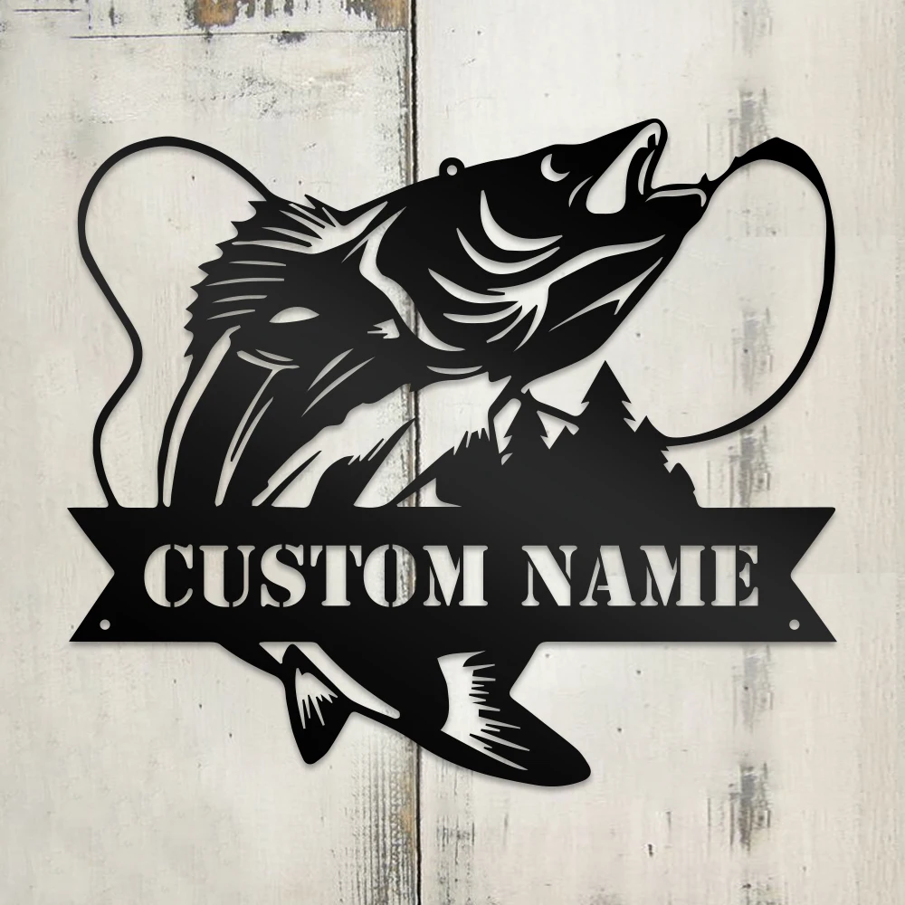 1pc fish leap New Design Customized Name Metal Wall Signs Iron Wall Plaque For Home Decor Living Room Bedroom