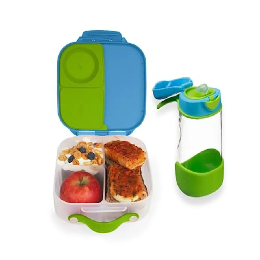 

Mini Lunchbox & 15oz Sport Spout Water Bottle | Matching Bento Box/Lunch Box + Kids Drink Bottle | Color: Ocean Breeze | Capacit