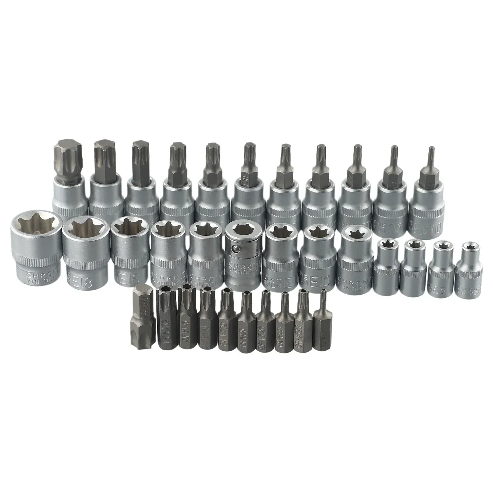 34Pcs Torx Star Sockets Bit Set Torque Wrench Male/ Female E-Security Bits Driver Joint Tool Wrench Star Socket Joint Hand Tools