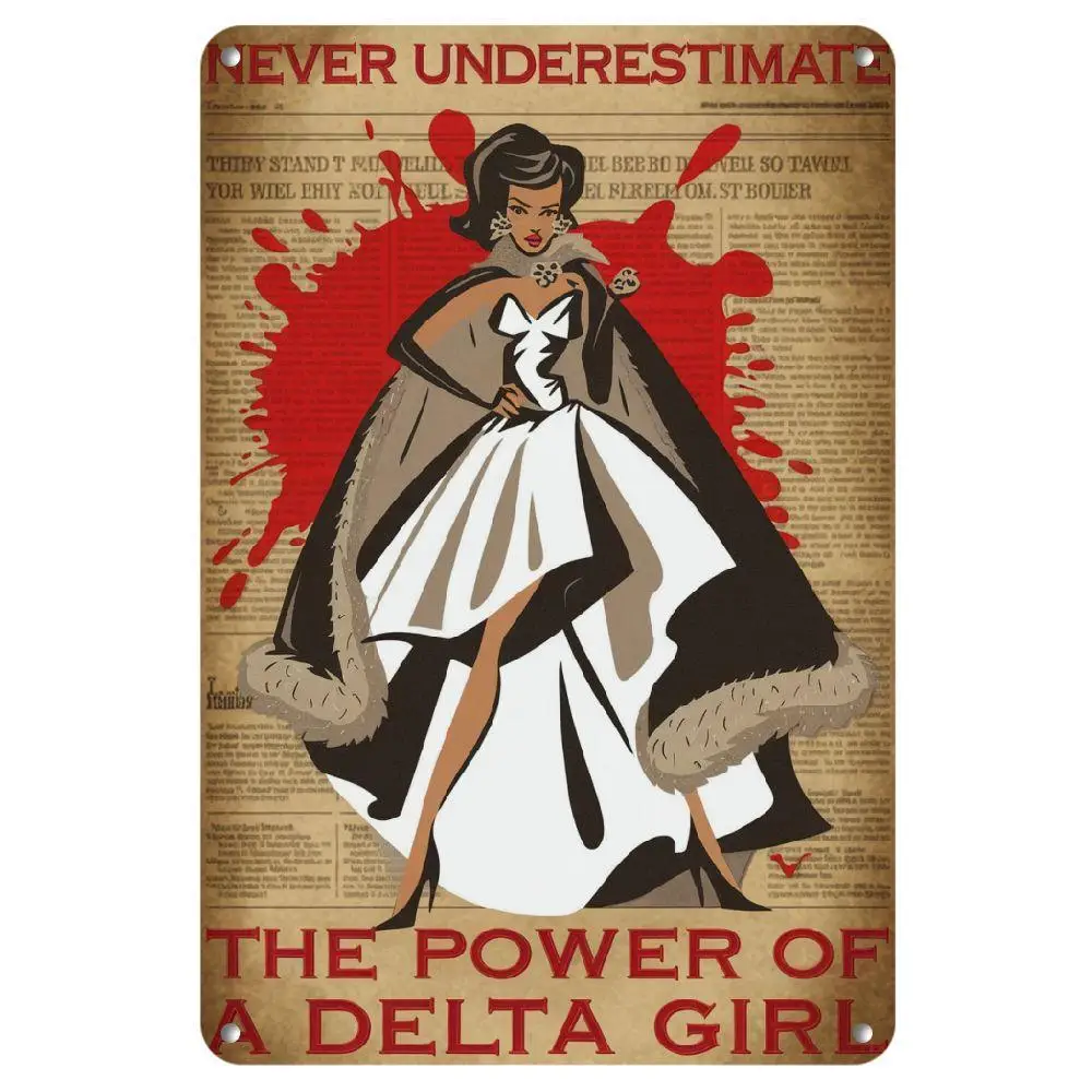 Retro Style Metal Wall Art 8x12 Inches Never Underestimate A Girl Humorous Decoration Suitable for Home Perfect Room Decoration