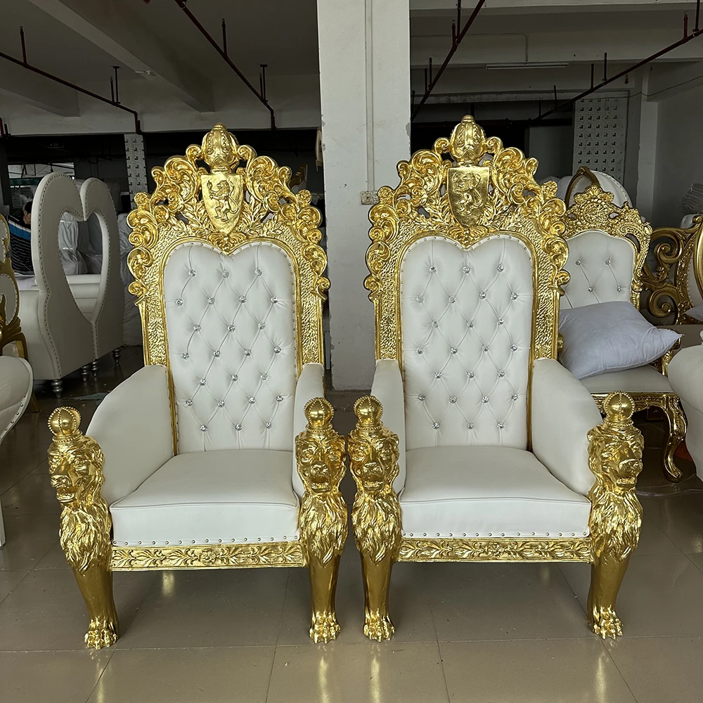 

Top quality queen chair throne chair inflatable luxury high back gold royal king throne chair