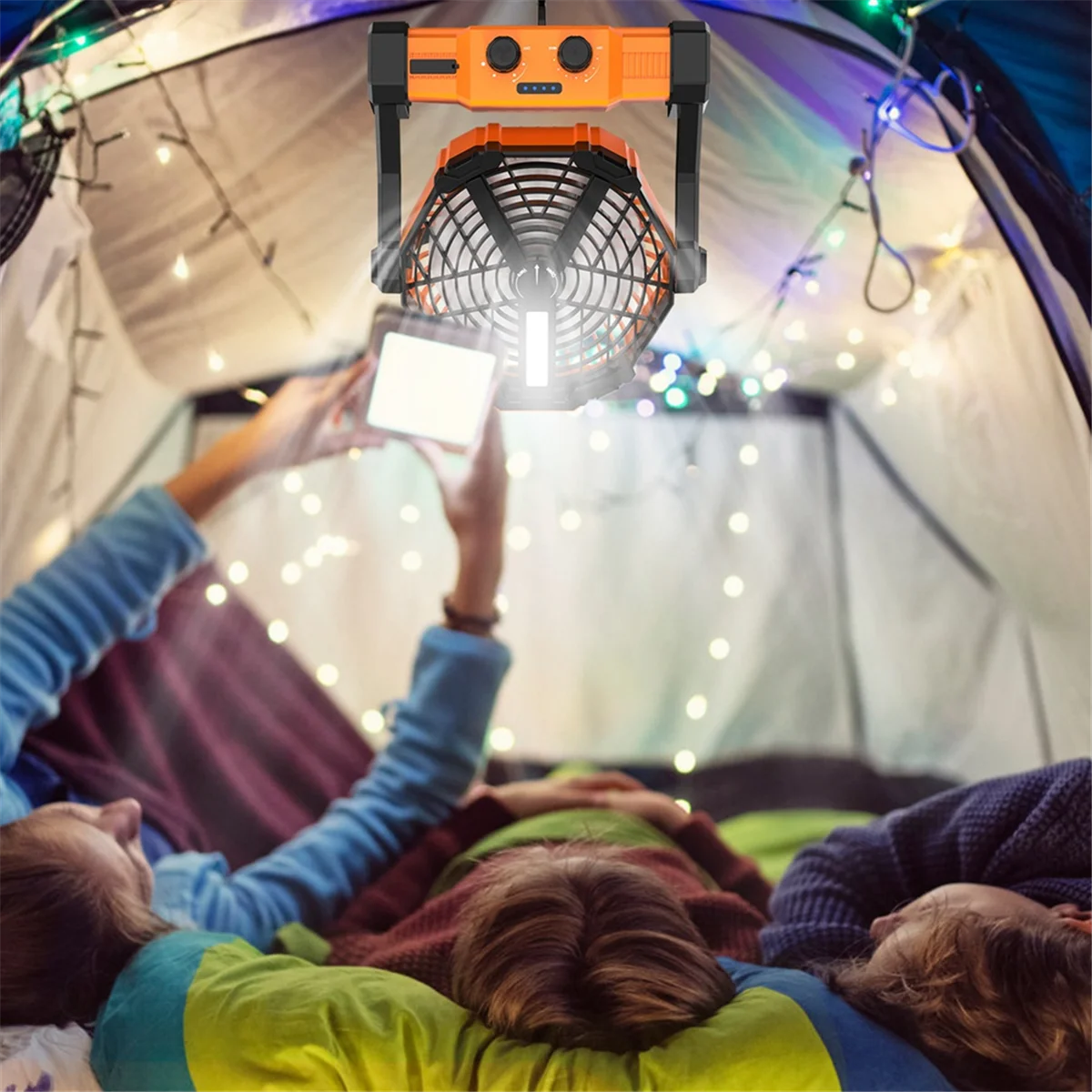 Portable Camping Fan with LED Lantern 8000mah Outdoor Fan Personal Rechargeable Fan for Travel, Hiking, Fishing, Picni