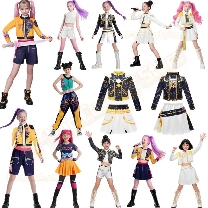 

Huntrix KPop Demon Hunters Mira Zoey Rumi Cosplay Costume Kids Baby Girls Birthday Party Dress Anime Uniform Halloween Costume