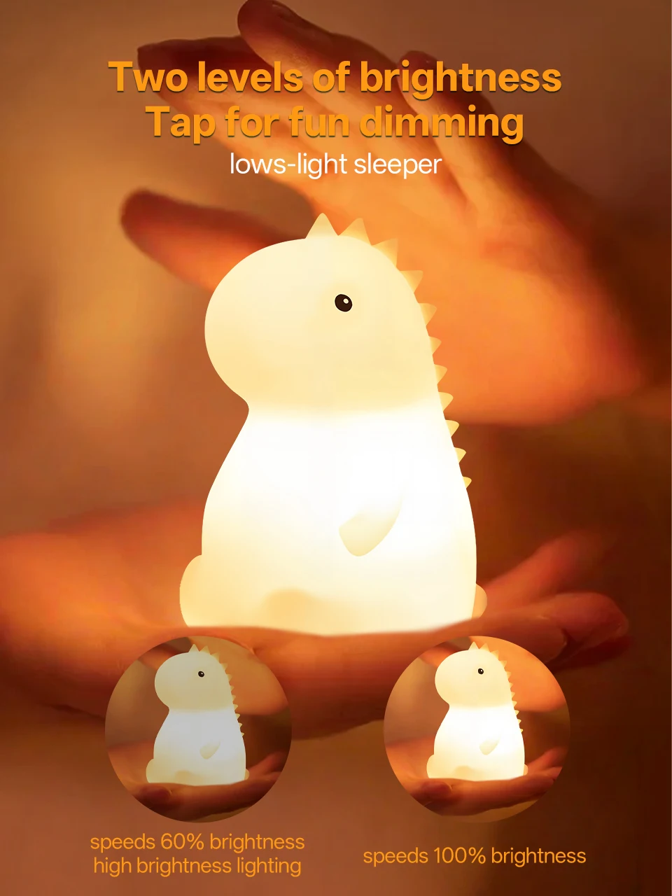 KFV Cute Pear Night Light 7-Color Dimmable Touch-Controlled Night Light Silicone Stress Reducing Pat Duck Lamp USB Rechargeable