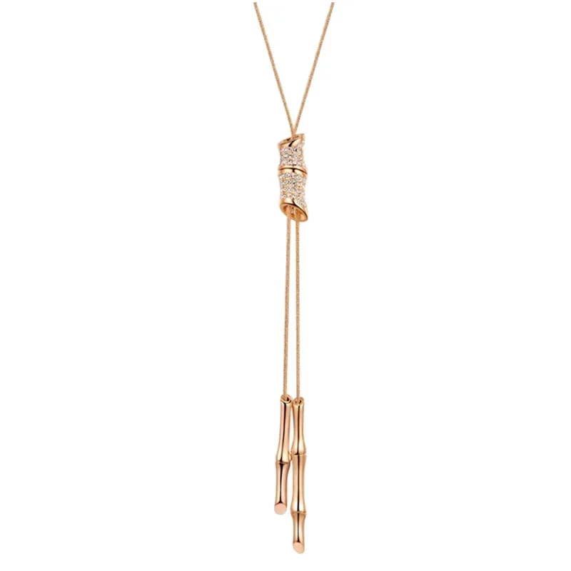 

2025 Long necklace versatile fashion simple clothes pendant accessories four seasons green bamboo