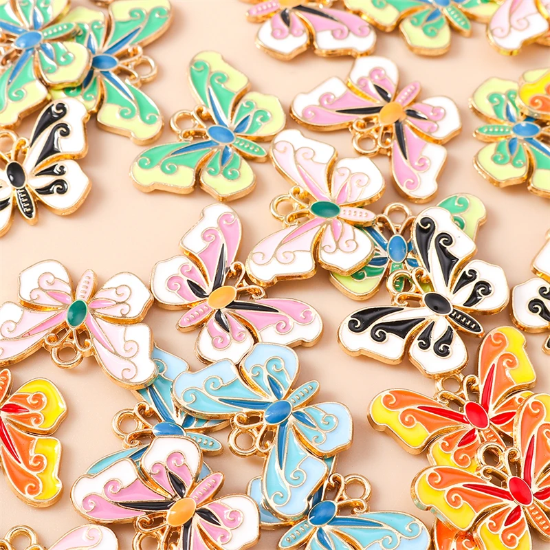 

20pcs 15x22mm Cute Colorful Enamel Animal Butterfly Charms Pendants for Jewelry Making Necklaces Earrings Bracelets Accessories