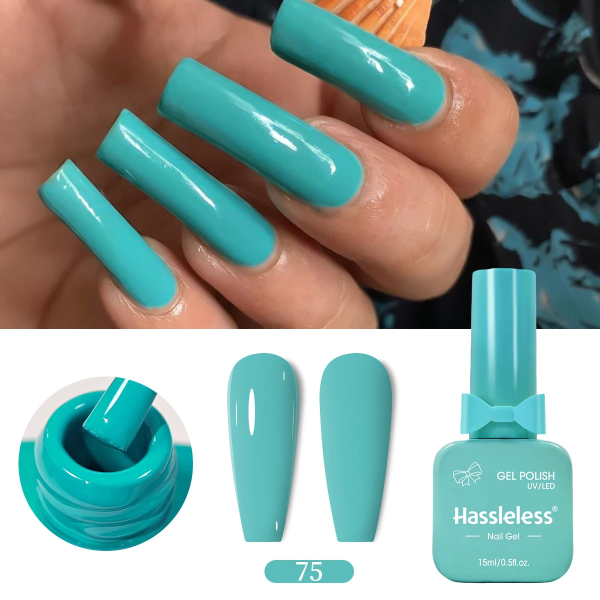 Hassleless Solid Color Gel Nail Polish, 15ml per Bottle, Salon-Grade Gel Nail Polish, Removable Without Damaging Nails.