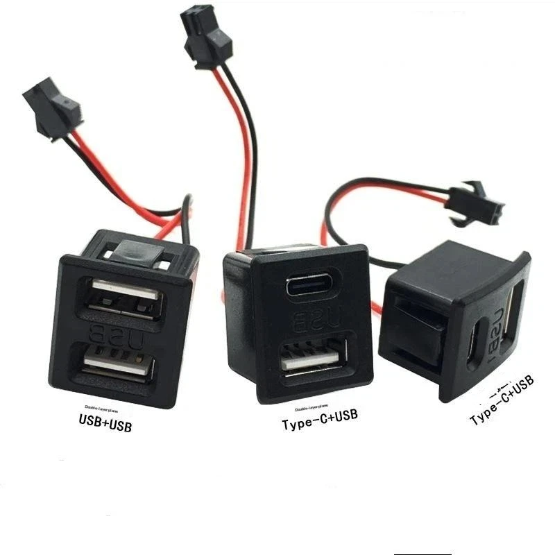 NEW SALE Double Layer USB Female Base Type C Socket Female USB Lamp Charging Power Socket With 7CM Cable Connector Line