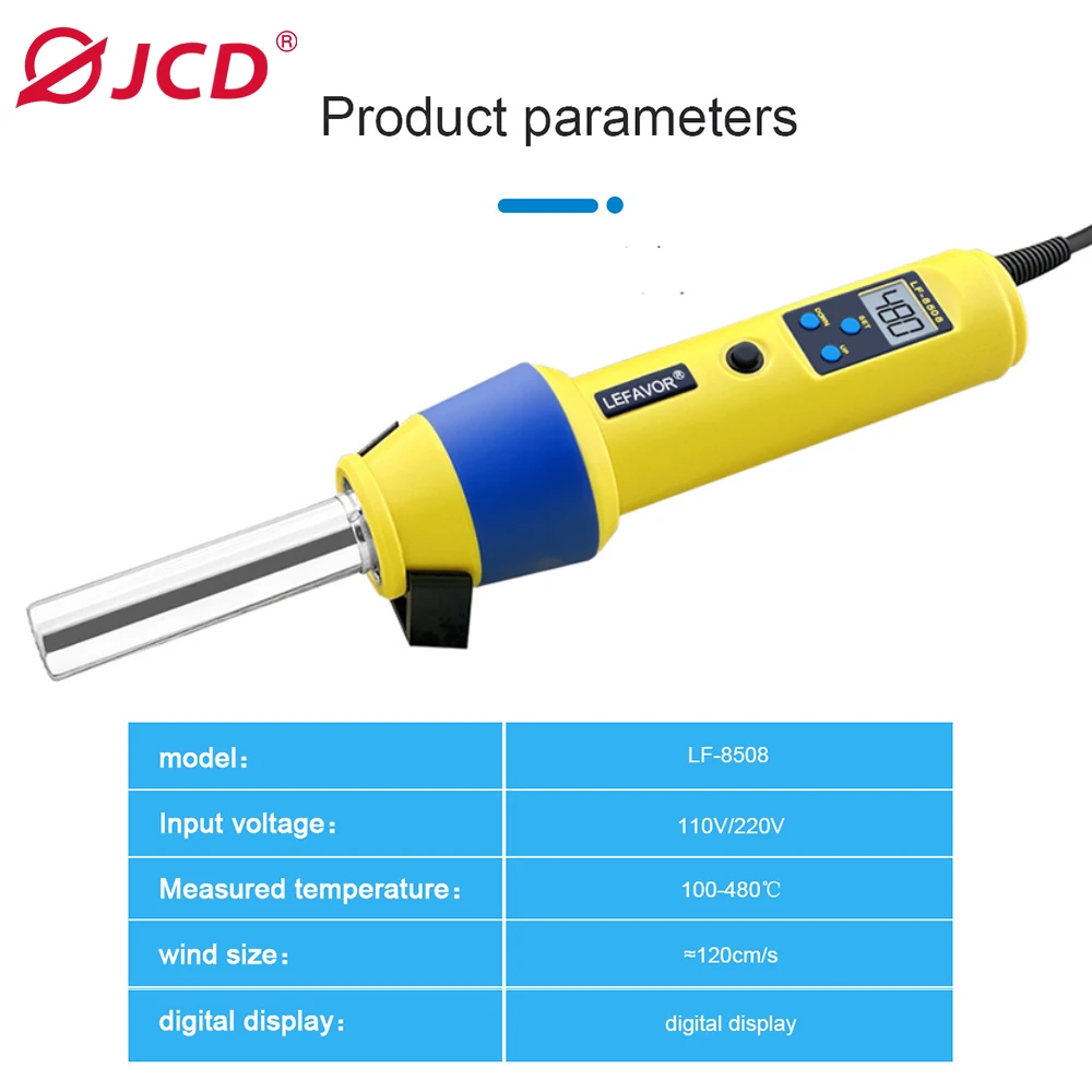 450W Micro Hot Air Gun Portable LCD Display Rework Station Heat Gun Hair Dryer Temperature Adjustable IC SMD BGA Welding Tools