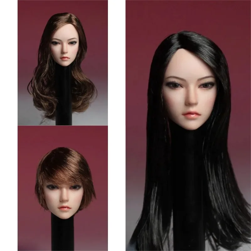 

SDH002 1/6 Scale Female Head Carving Asian Beauty Long Short Hair Head Sculpture Model for 12" Wheat Skin Soldier Action Figures
