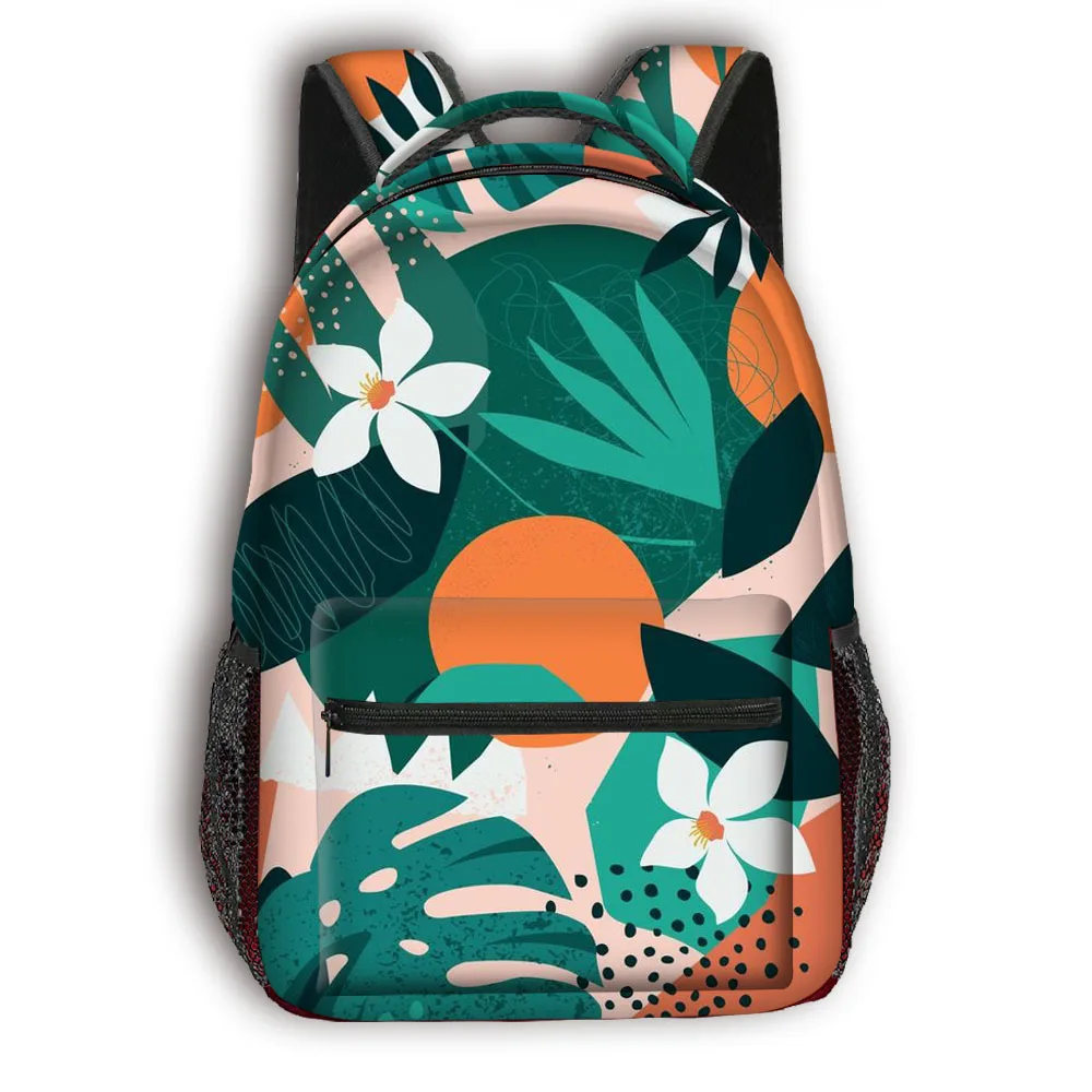 

Hip Hop Kpop Youthful School Bags Unisex Flowers leaves Travel Bags 3D Print Oxford Waterproof Notebook Shoulder Backpacks