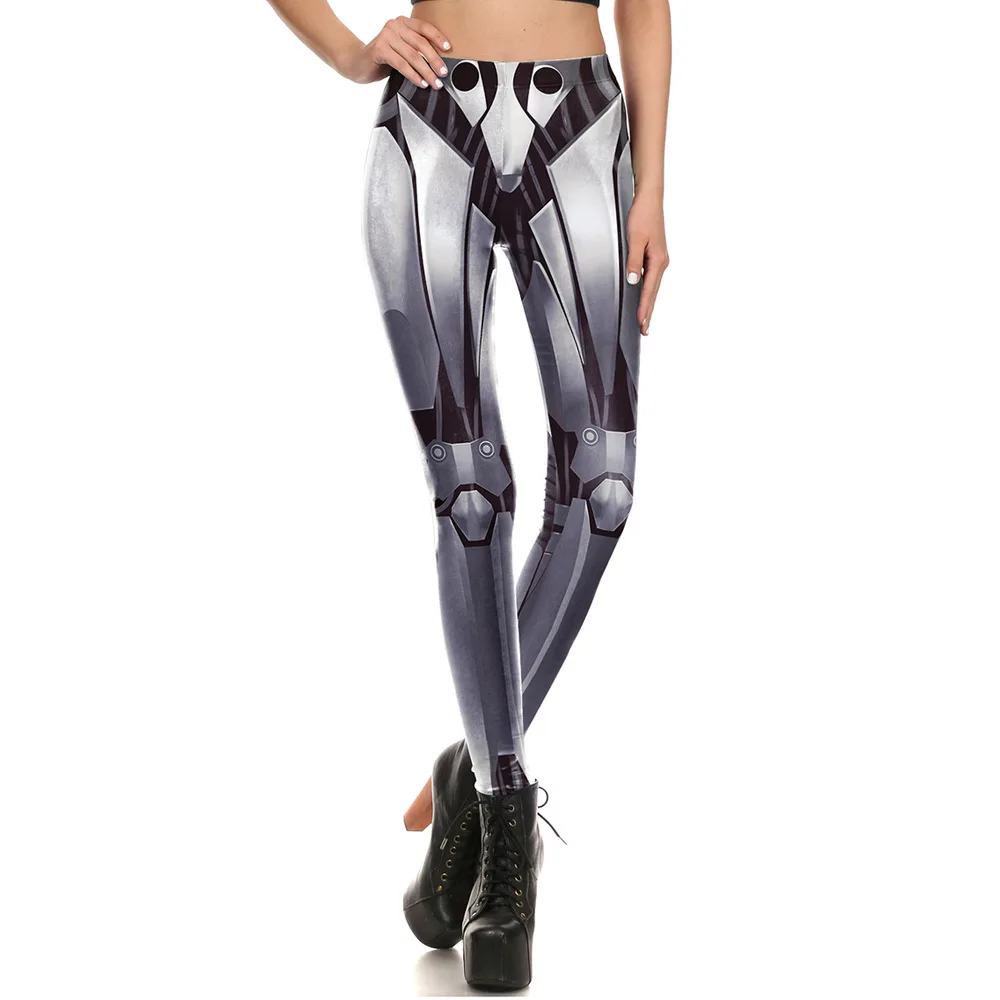 Robot Machine 3D Printed Tight Yoga Pants Women Halloween Cosplay Bottom Costume Slim Fit Party Role Play Leggings Trousers