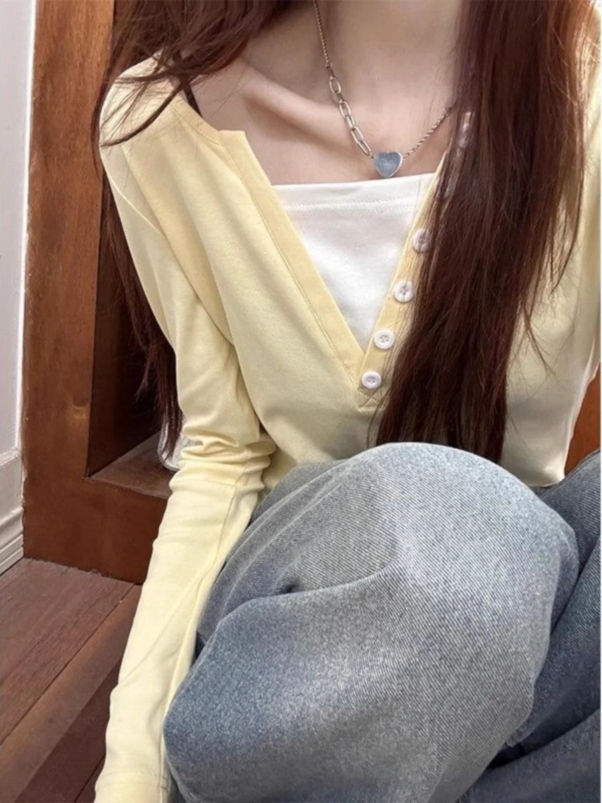 

Slim Fit Long Sve T-irt Women's Early Spring New Sle Base Layer irt ort Sle Inner Wear Top for Small Figures