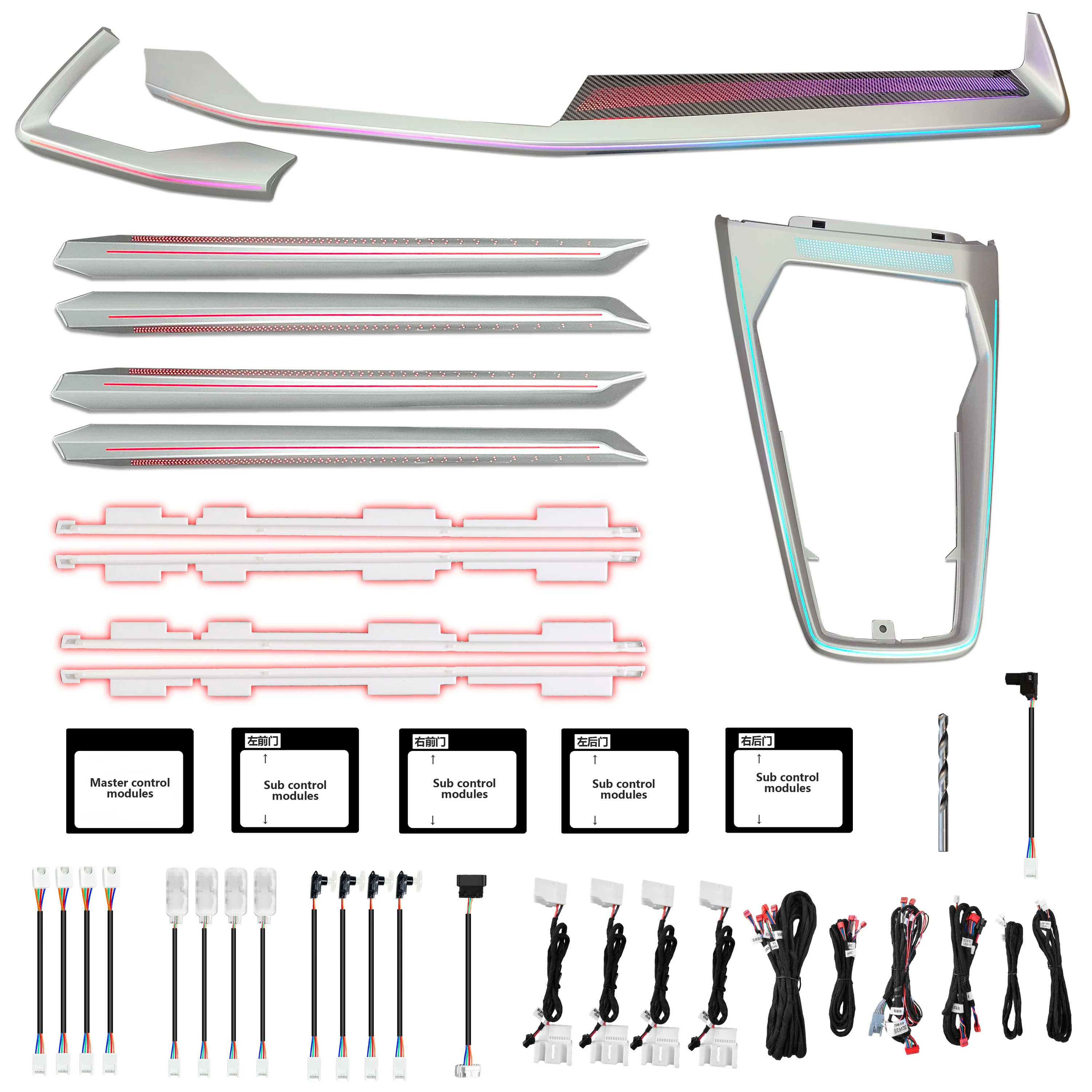 ترقية 64 ألوان LED إضاءة محيطة لـ A3 8Y 2021 إلى 2024 ملحقات الإضاءة الداخلية أضواء باب لوحة القيادة