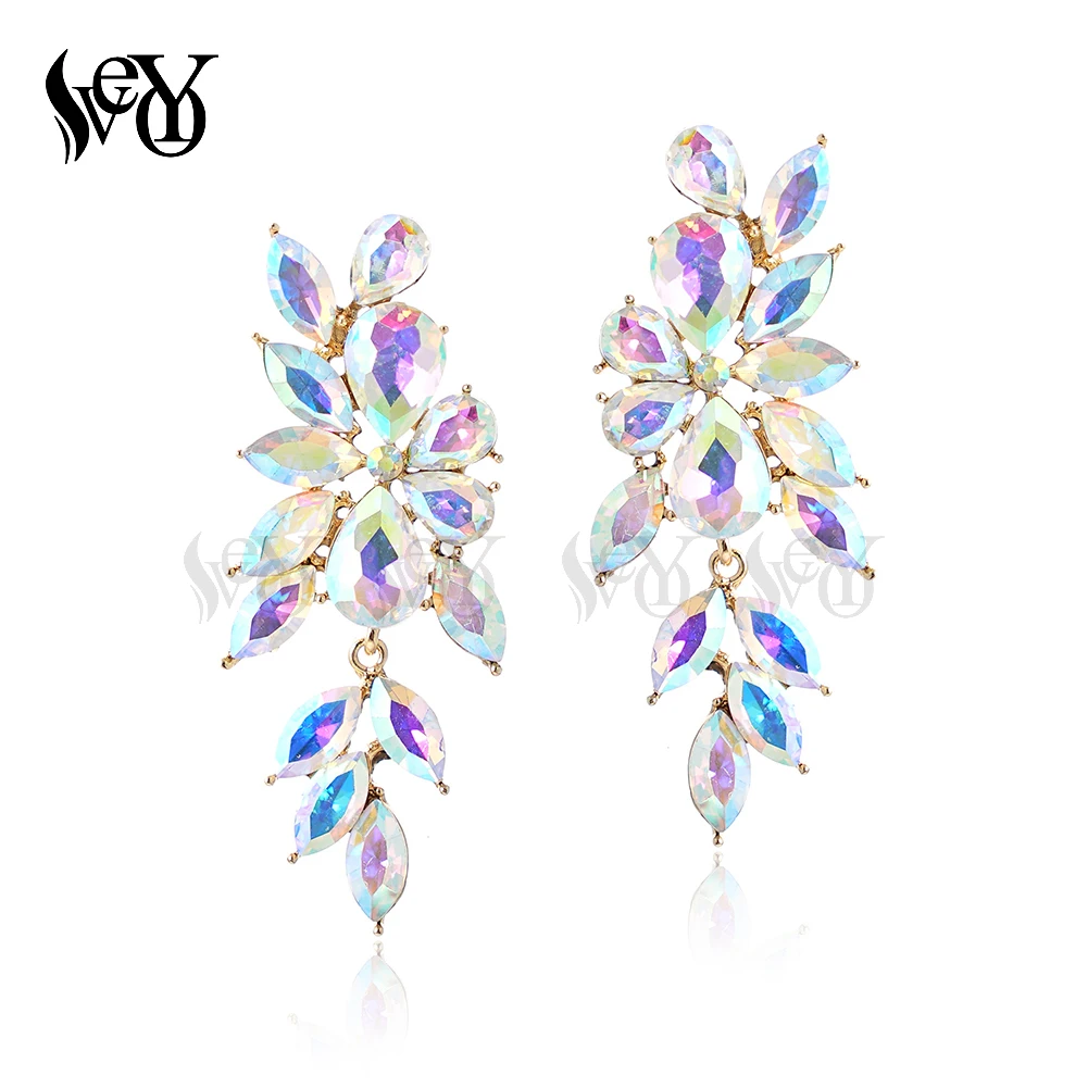 VEYO Trendy Long Crystal Drop Earrings Hyperbole Wedding Party Lady Dangle Earrings for Women Fashion Jewelry Gift Wholesale