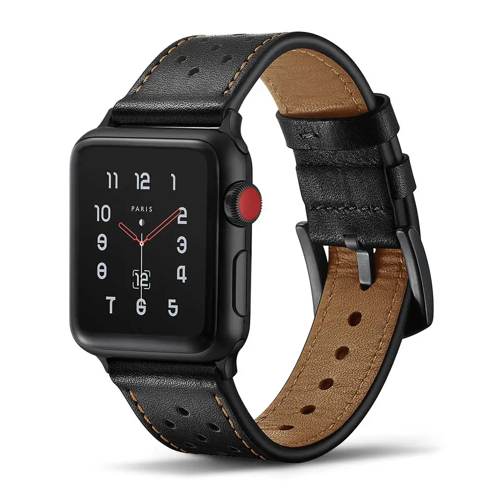 Strap For Apple Watch Band 44mm 40mm 42mm 38mm First Layer Cow Leather Bracelet Correa For Iwatch Series 3 4 5 Se 6 7 45mm 41mm