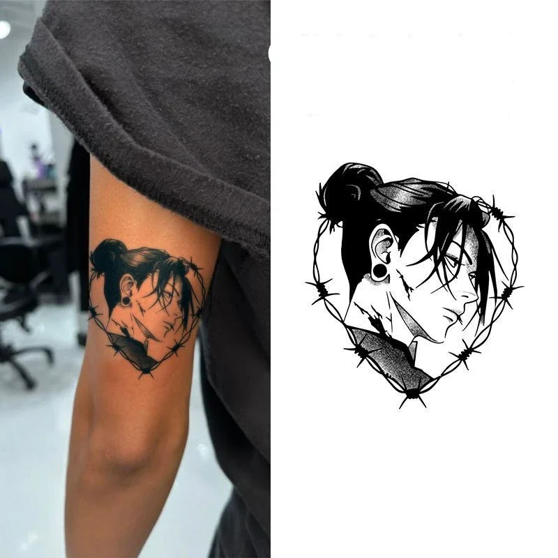 

Jujutsu Kaisen Herbal Juice Temporary Tattoos Anime Thorn Love for Arm Thighs Neck Waterproof Long-Lasting Fake Tattoo Sticker