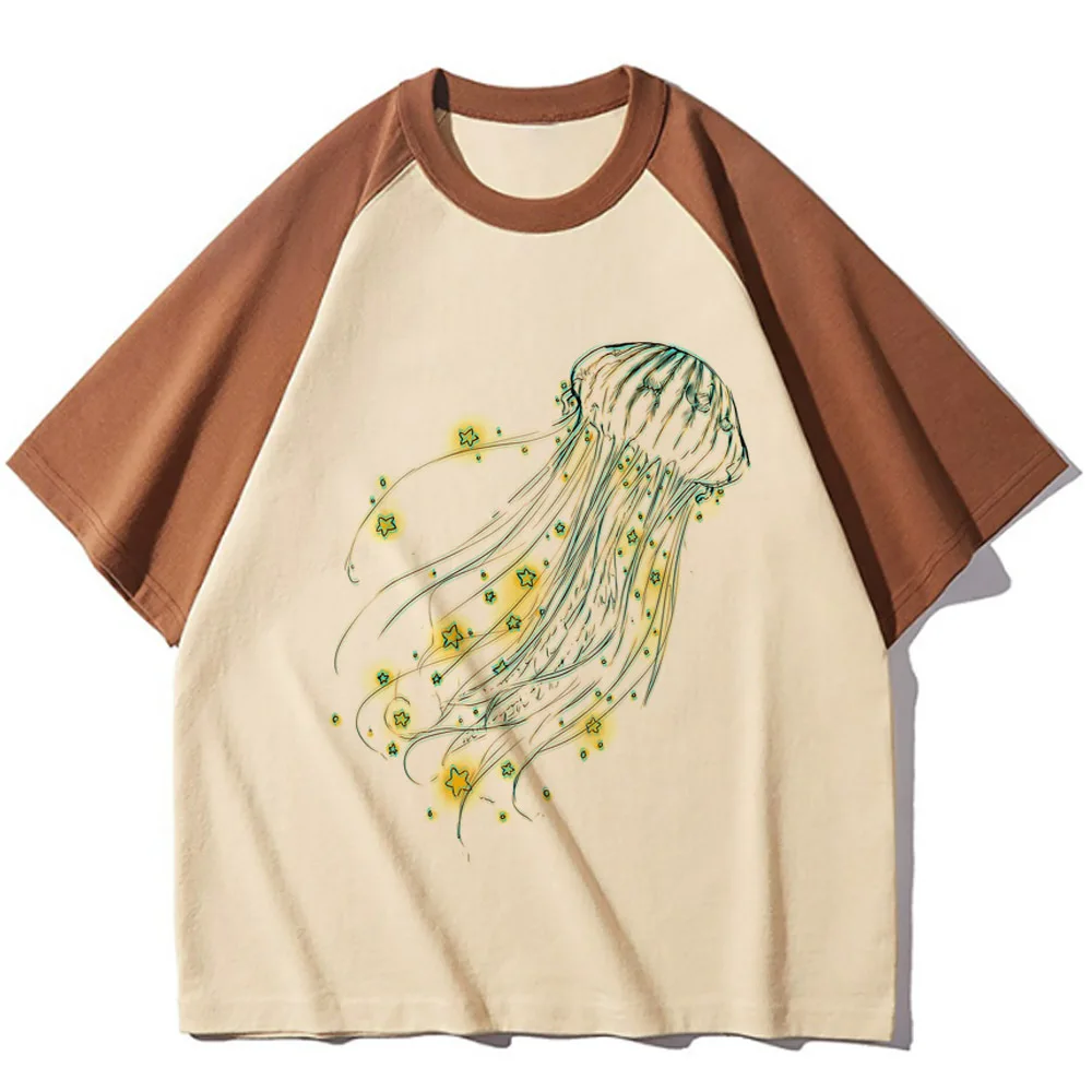 Jellyfish t shirt women comfortable crew neck Y2K t-shirts female designer clothing