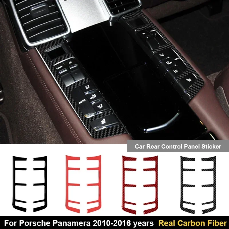 Painel de controle traseiro adesivo de fibra de carbono real para porsche panamera 2010 2011 2012 2013 2014 2015 2016 adesivo de guarnição interior do carro