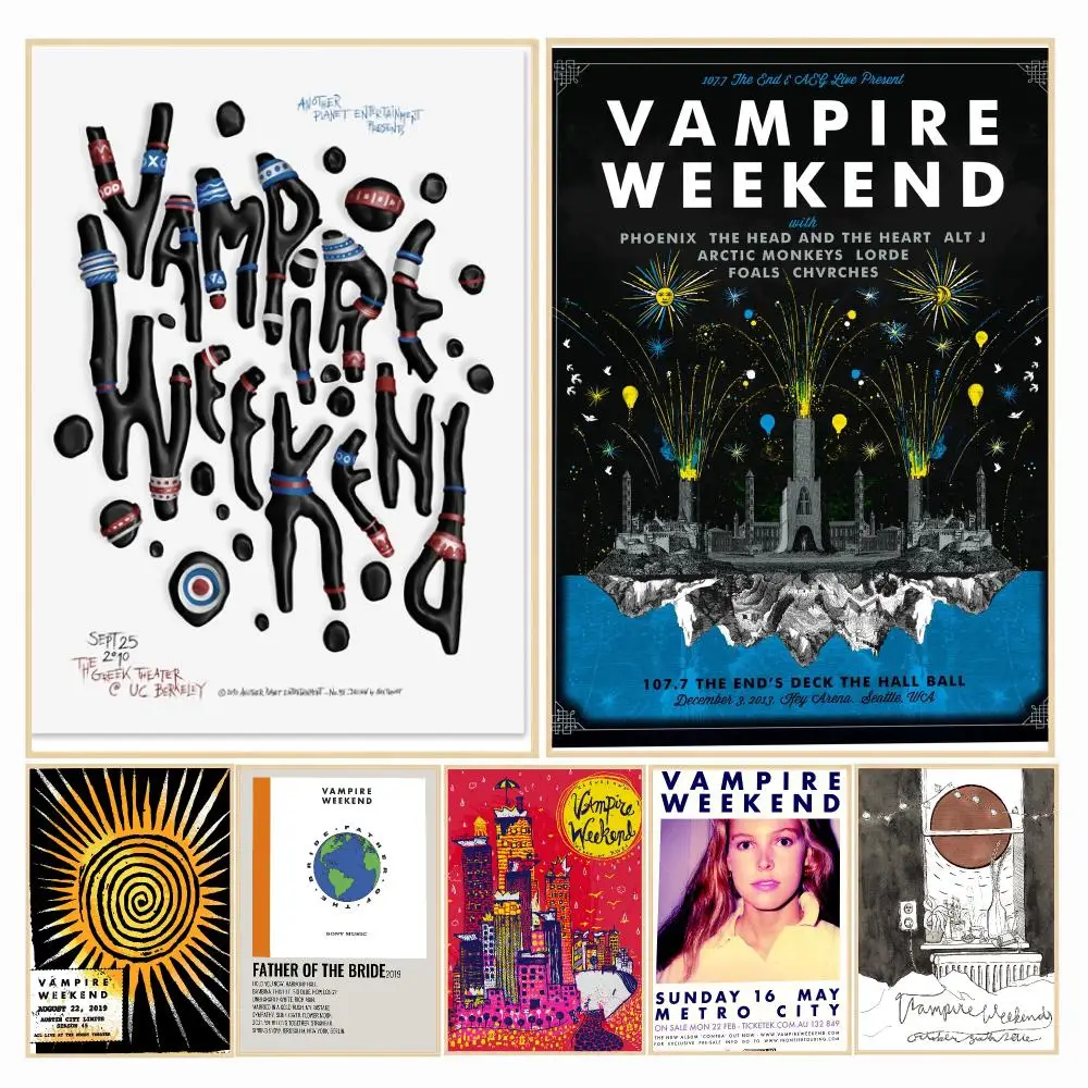 band V-Vampire Weekend-D Poster Decorative Wall Art Sticker for Cafe Office Bedroom and Living Room